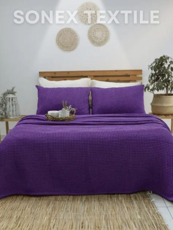 PURPLE Cotton Waffle Weave King Size Blanket | Lightweight | Breathable | Summer | AC Comforter