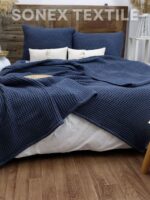 NAVY Cotton Waffle Weave King Size Blanket | Lightweight | Breathable | Summer | AC Comforter