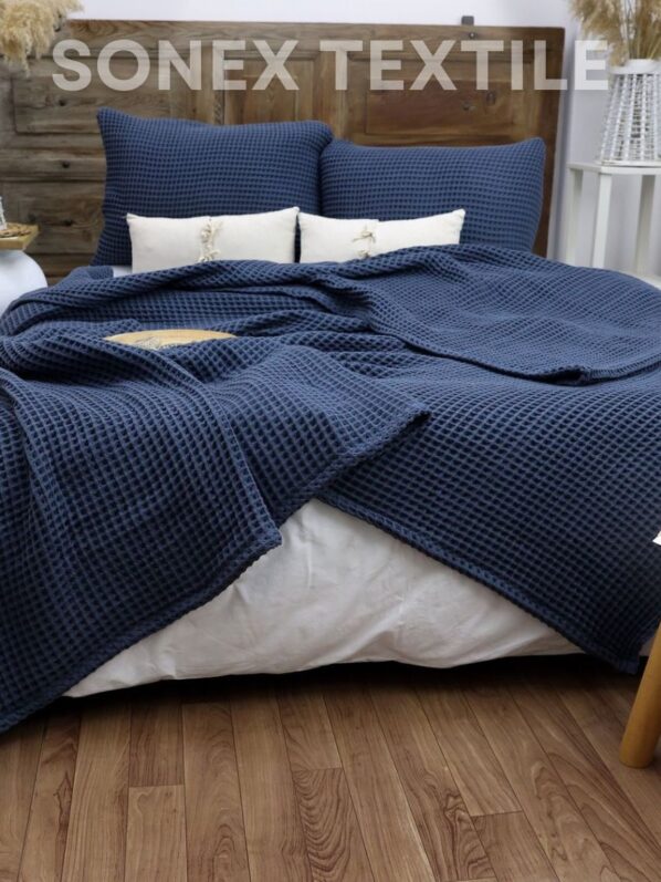 NAVY Cotton Waffle Weave King Size Blanket | Lightweight | Breathable | Summer | AC Comforter