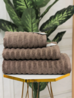 BROWN BLUE | FLUFFY TOWEL | 3 towels set | zero twist
