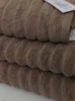 BROWN BLUE | FLUFFY TOWEL | 3 towels set | zero twist