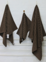 BROWN BLUE | FLUFFY TOWEL | 3 towels set | zero twist