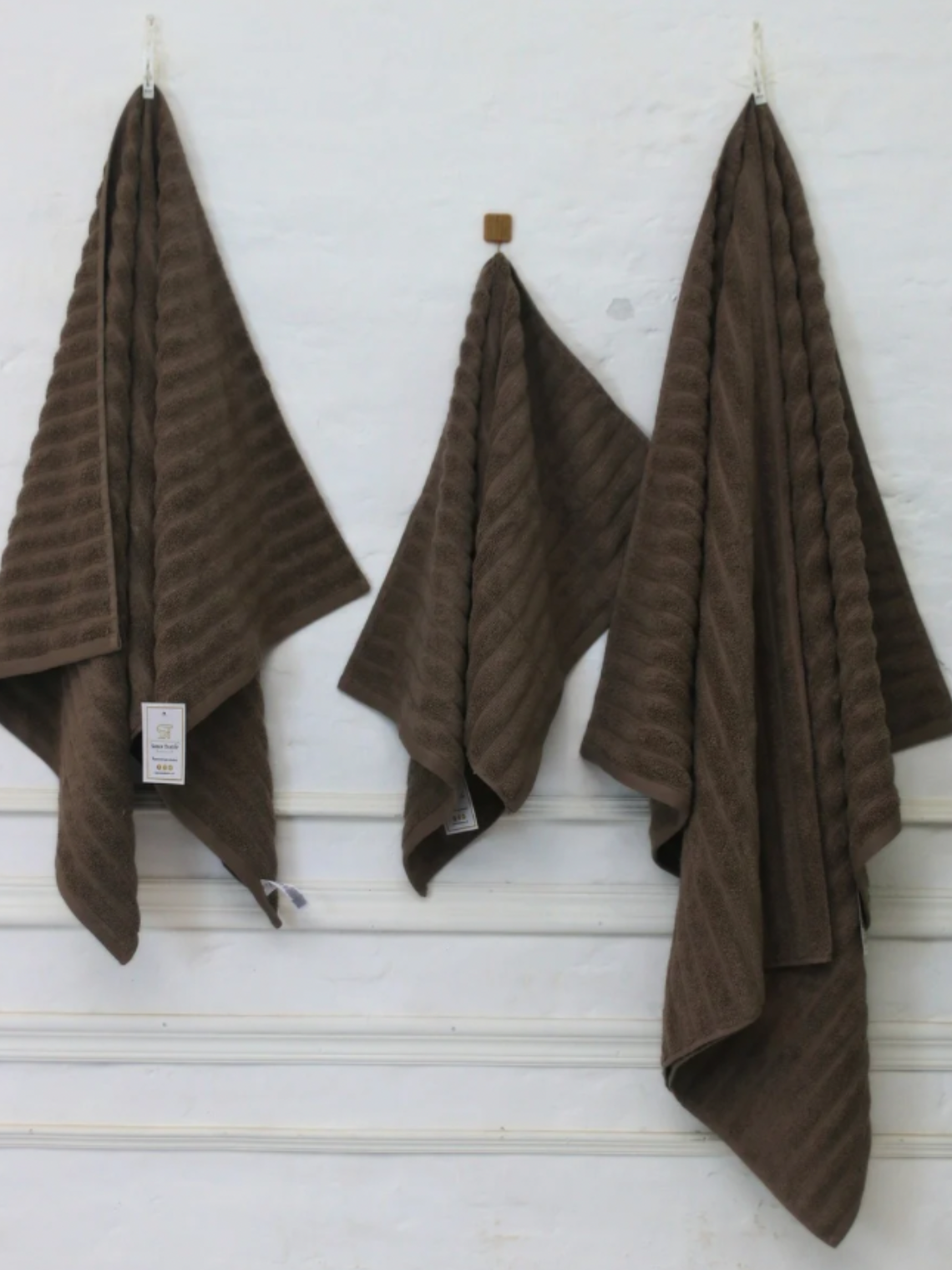 BROWN BLUE | FLUFFY TOWEL | 3 towels set | zero twist