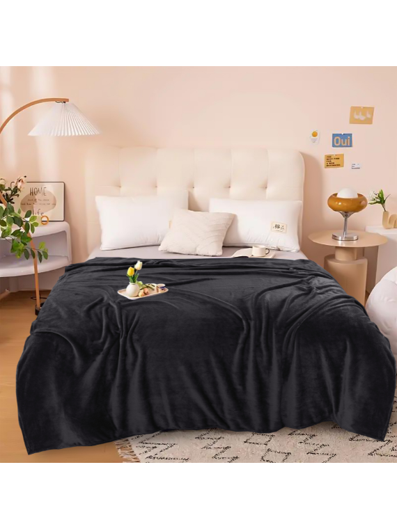 BLACK fleece King Size Blanket | Lightweight | Breathable | Summer | AC blanket |