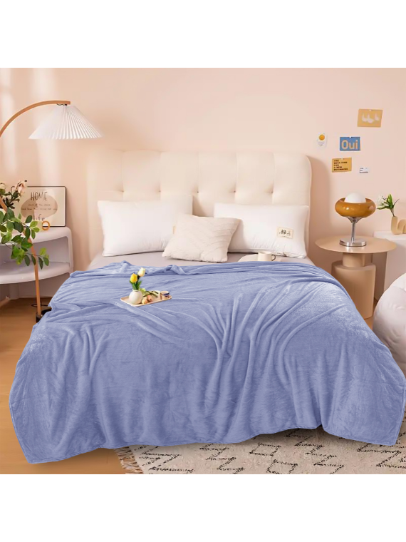 SKY BLUE fleece King Size Blanket | Lightweight | Breathable | Summer | AC blanket |
