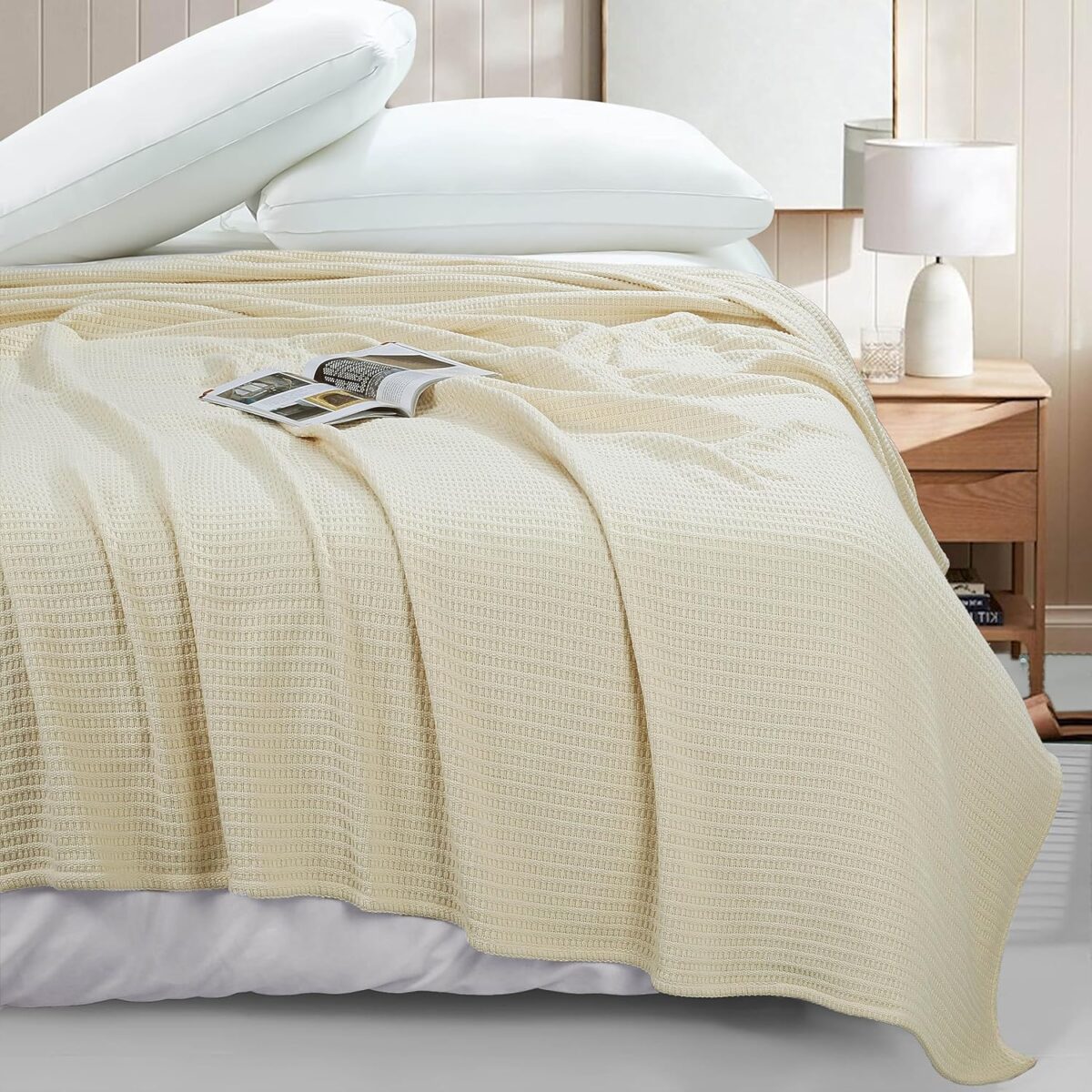Cotton Thermal Blanket Throws SKIN BROWN