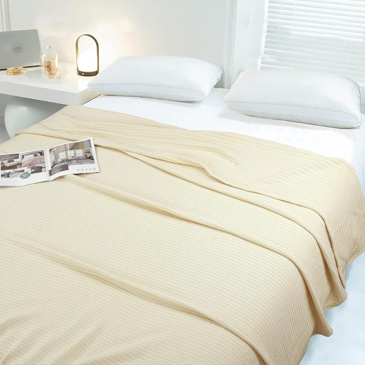 Cotton Thermal Blanket Throws SKIN BROWN