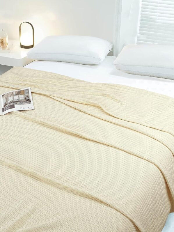 Cotton Thermal Blanket Throws SKIN BROWN