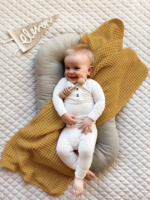 (GOLDEN) WAFFLE KID,S BLANKET  | 100% cotton  Soft & Cozy  Blanket, Lightweight Toddler Throw for Boys & Girls