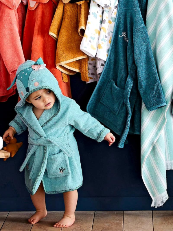LITTLE DEER kids Bathrobe | PINK for 4 to 10 years | Terry stuff | sonextextile