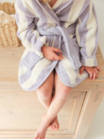 PURPLE Strip kids Bathrobe | Purple and White for 4 to 10 years | Terry stuff | sonextextile