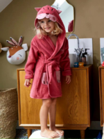 Cat kids Bathrobe | PINK for 4 to 10 years | Terry stuff | sonextextile