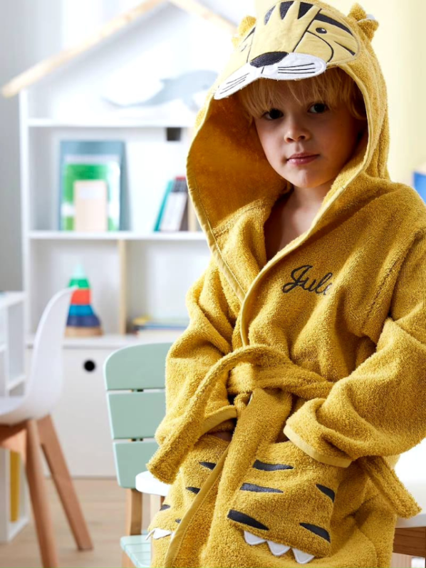 LION kids Bathrobe | PINK for 4 to 10 years | Terry stuff | sonextextile
