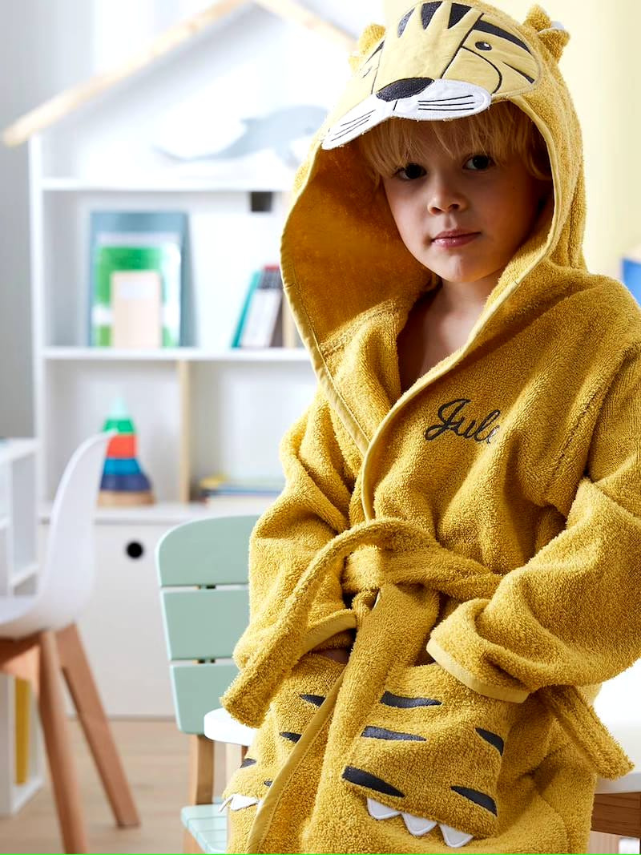 LION kids Bathrobe | PINK for 4 to 10 years | Terry stuff | sonextextile