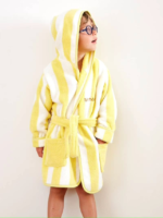 YELLOW Strip kids Bathrobe | Yellow and White for 4 to 10 years | Terry stuff | sonextextile