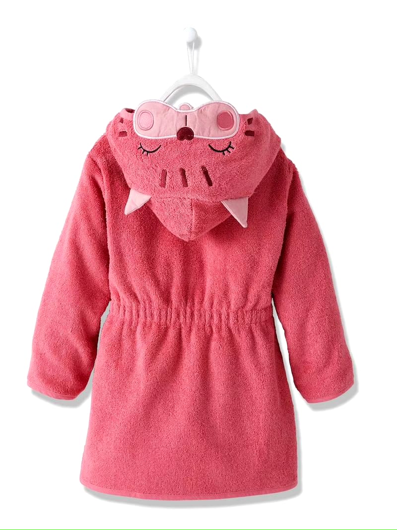 Cat kids Bathrobe | PINK for 4 to 10 years | Terry stuff | sonextextile