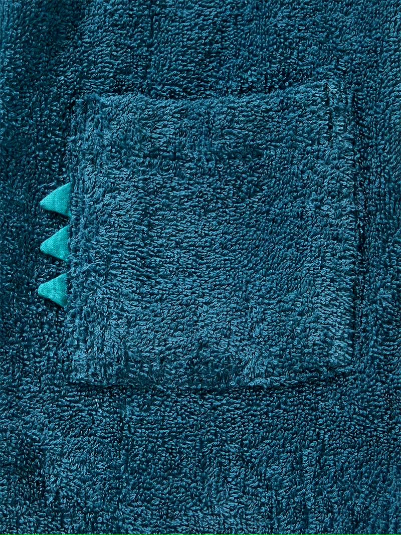 DINOSOURE HOODIED kids Bathrobe | TEAL for 4 to 10 years | Terry stuff | sonextextile