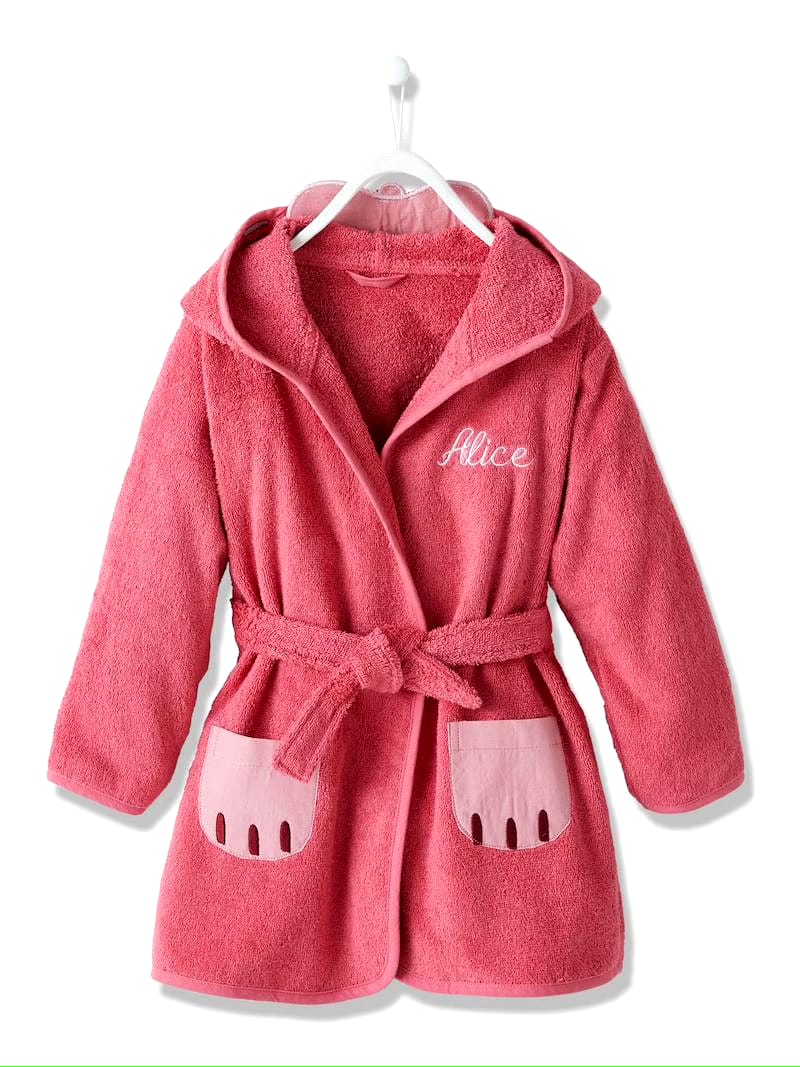 Cat kids Bathrobe | PINK for 4 to 10 years | Terry stuff | sonextextile