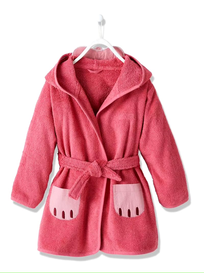 Cat kids Bathrobe | PINK for 4 to 10 years | Terry stuff | sonextextile