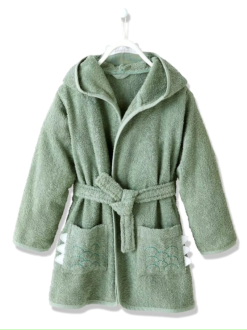 CROCODILE HOODIED kids Bathrobe | Green for 4 to 10 years | Terry stuff | sonextextile
