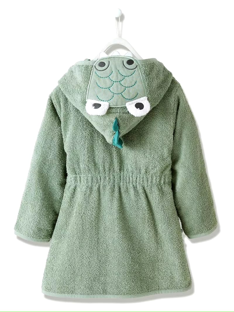 CROCODILE HOODIED kids Bathrobe | Green for 4 to 10 years | Terry stuff | sonextextile
