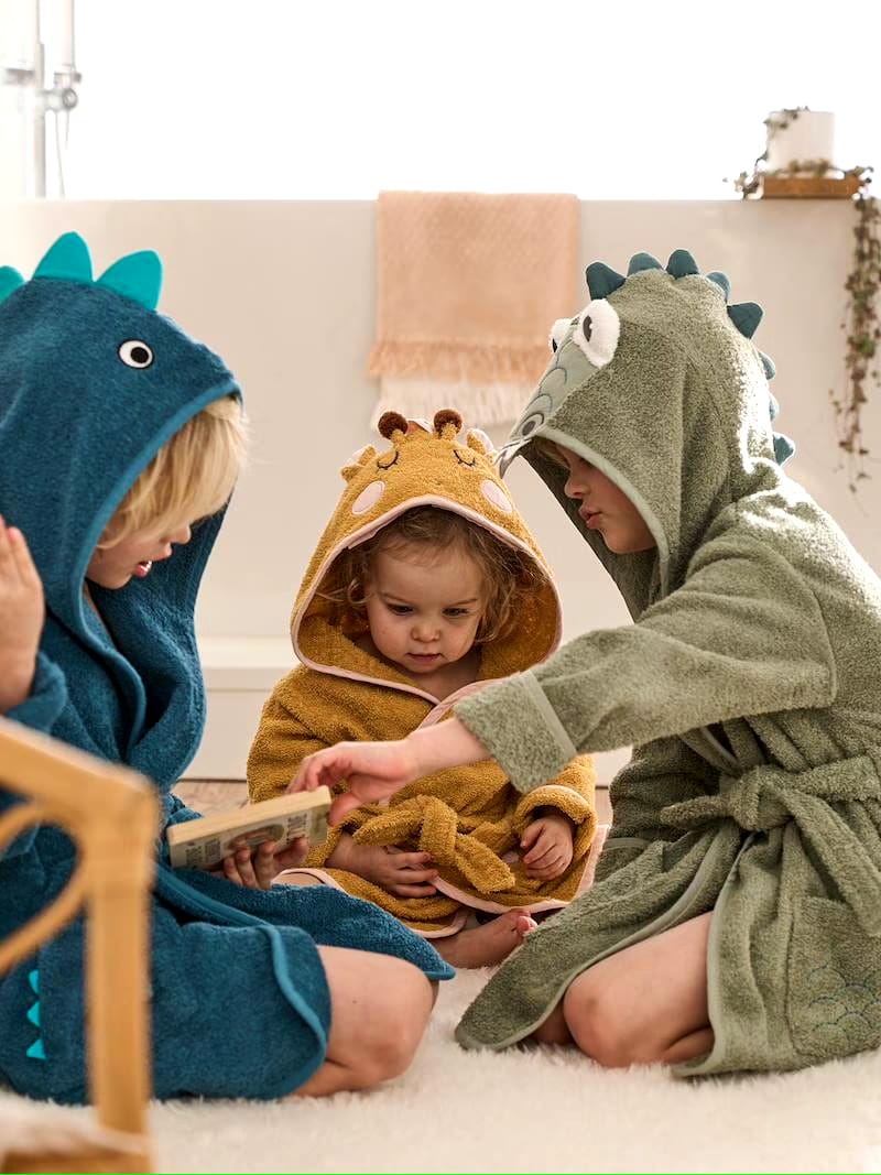 CROCODILE HOODIED kids Bathrobe | Green for 4 to 10 years | Terry stuff | sonextextile