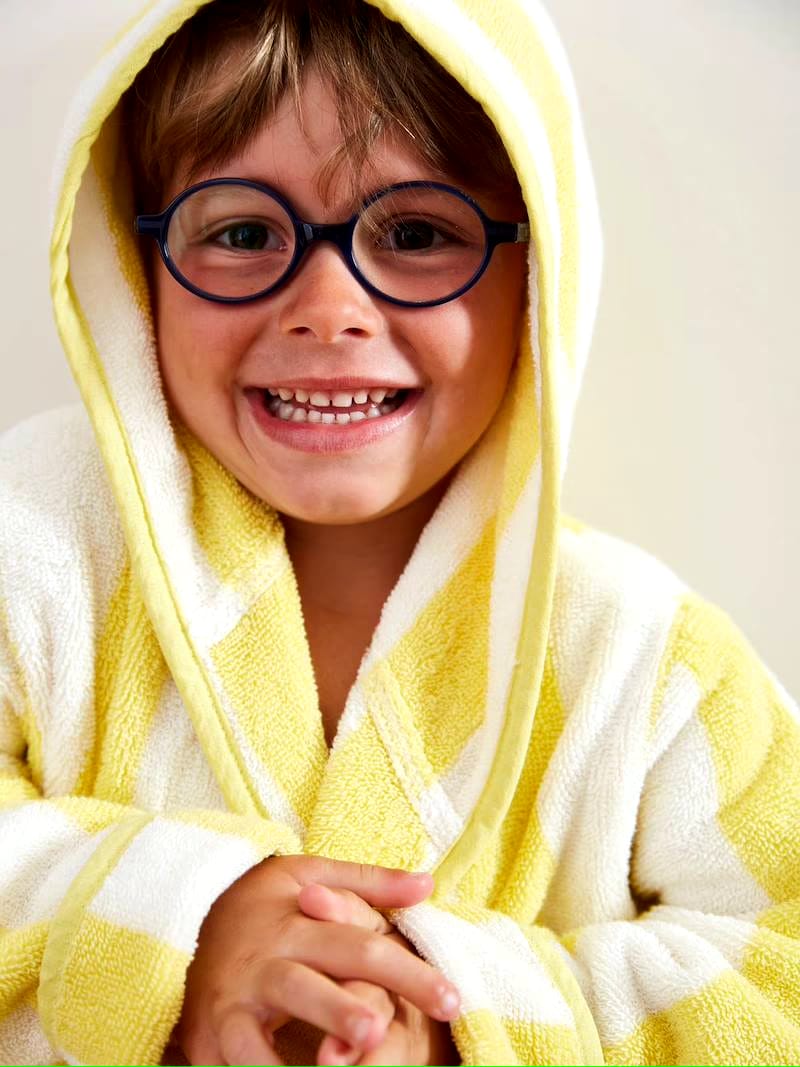 YELLOW Strip kids Bathrobe | Yellow and White for 4 to 10 years | Terry stuff | sonextextile