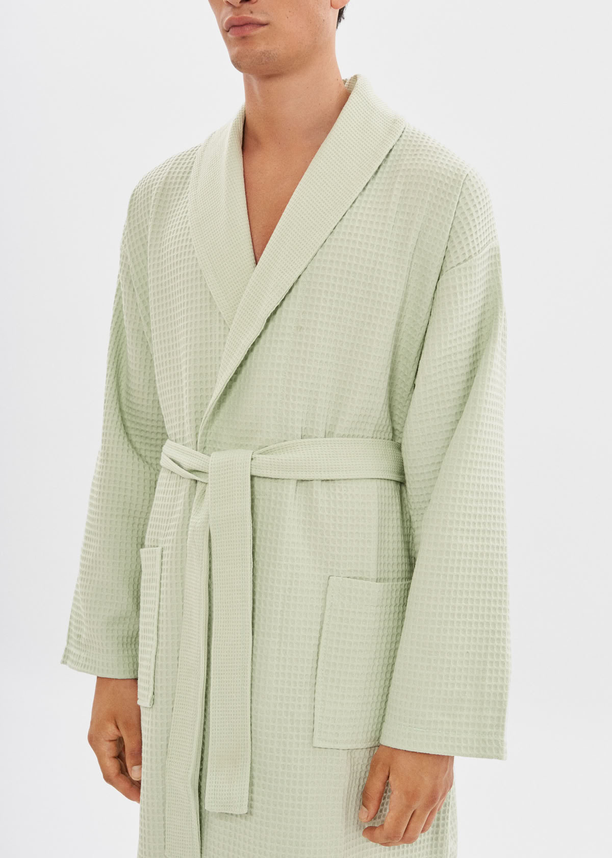 GREEN | WAFFLE BATHROBE | 100% cotton | waffle design for Men