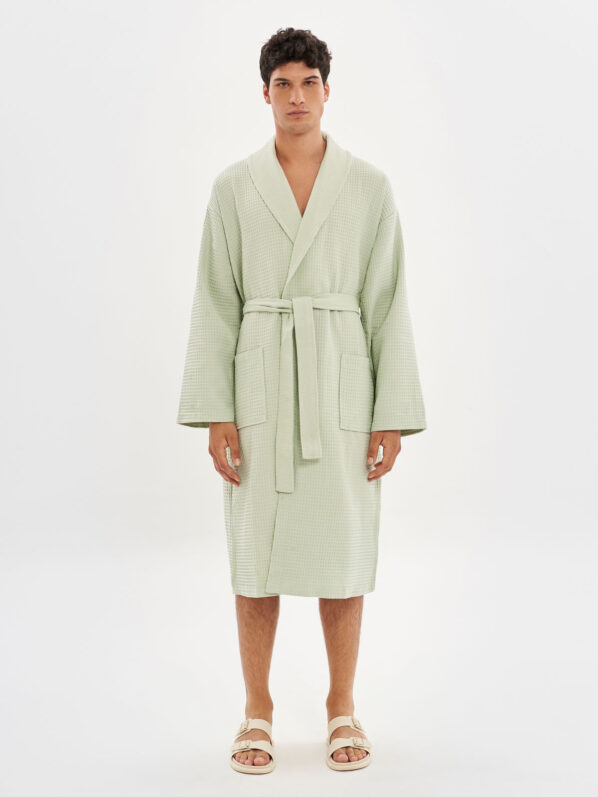GREEN | WAFFLE BATHROBE | 100% cotton | waffle design for Men