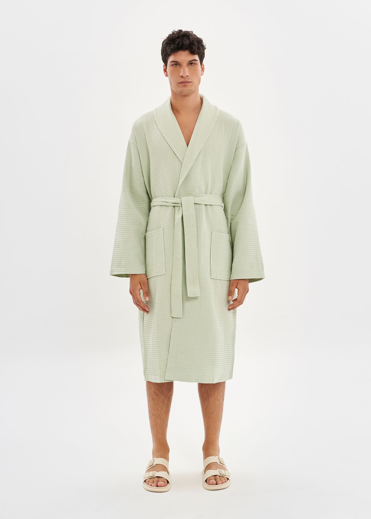 GREEN | WAFFLE BATHROBE | 100% cotton | waffle design for Men