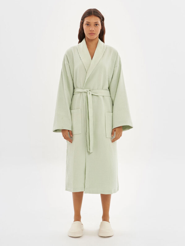 GREEN | WAFFLE BATHROBE | 100% cotton | waffle desgin for women