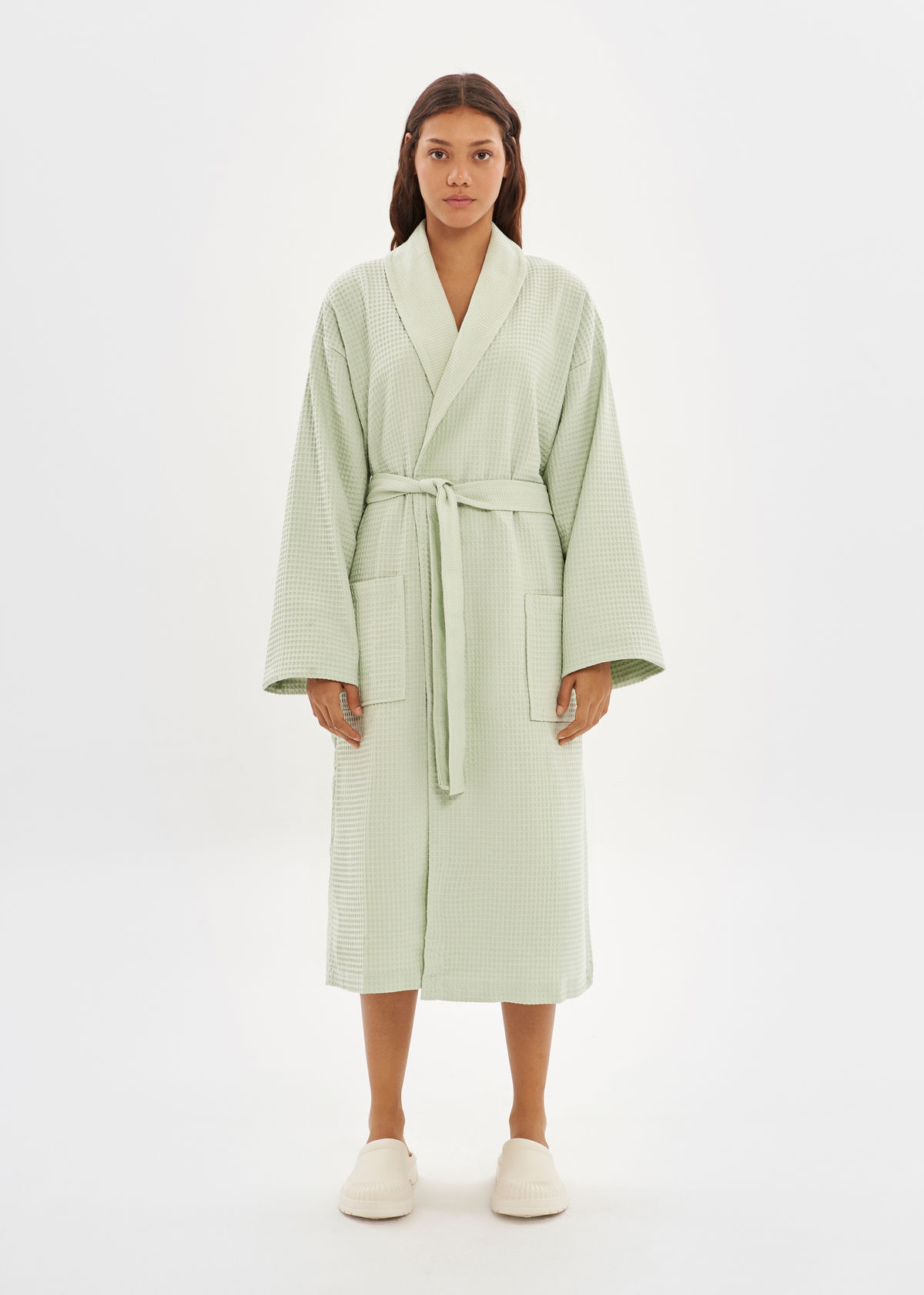 GREEN | WAFFLE BATHROBE | 100% cotton | waffle design for Women
