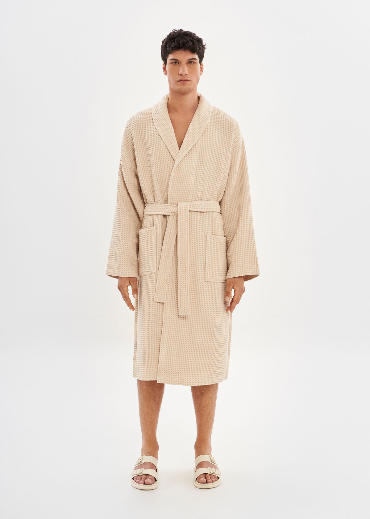 BROWN | WAFFLE BATHROBE | 100% cotton | waffle design for Men