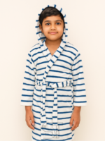 Strip blue and white velvet bathrobe | for kids special | from 2 to 10 years of kid