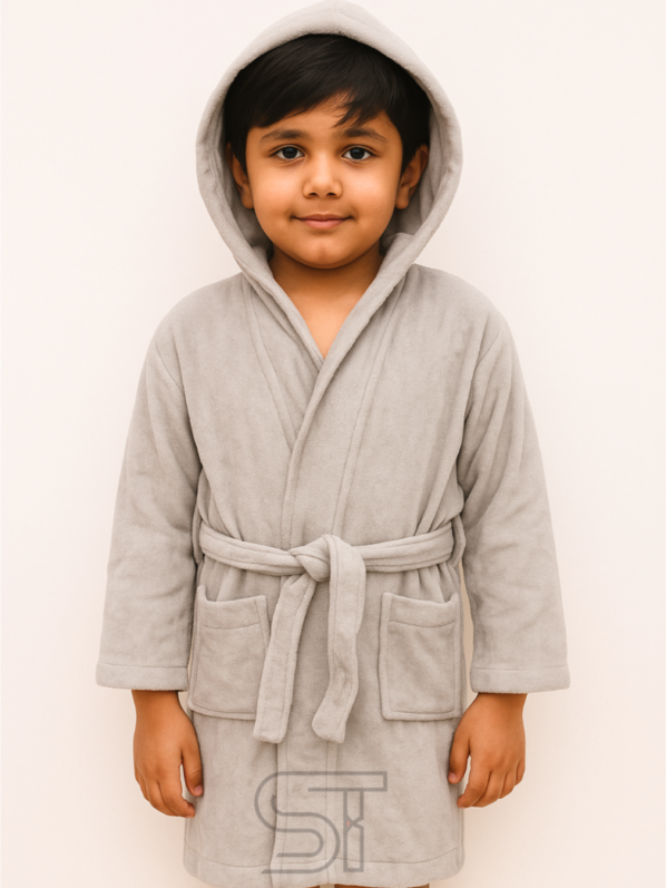 Silver gray velvet bathrobe | for kids special | from 2 to 10 years of kid
