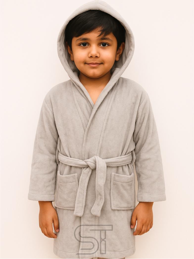 Silver gray velvet bathrobe | for kids special | from 2 to 10 years of kid