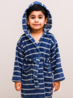 Strip white and blue velvet bathrobe | for kids special | from 2 to 10 years of kid