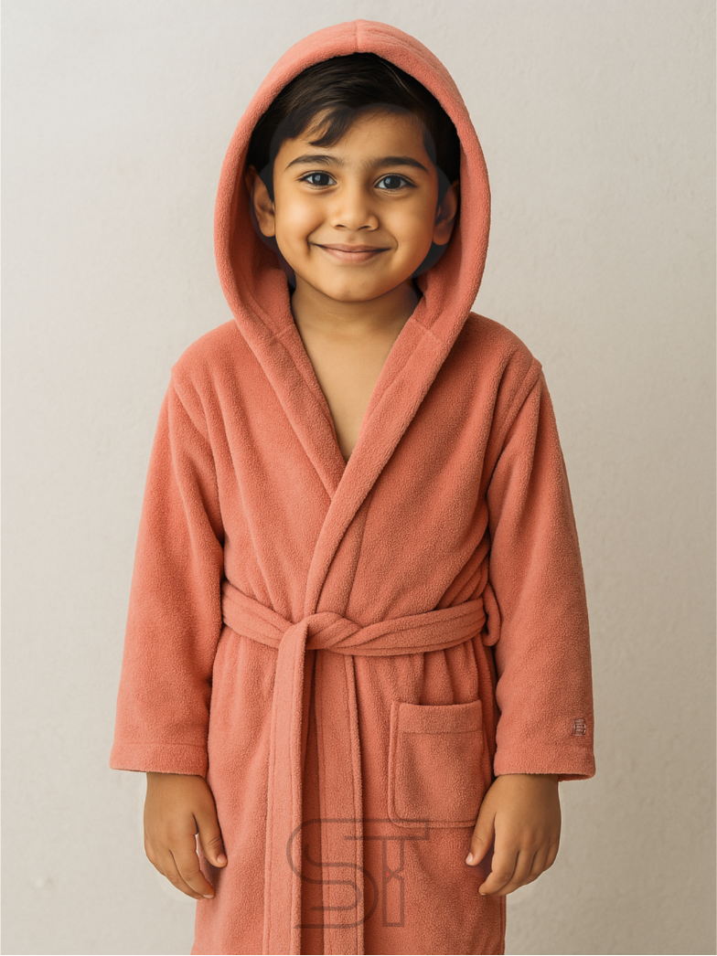 Orange velvet bathrobe | for kids special | from 2 to 10 years of kid