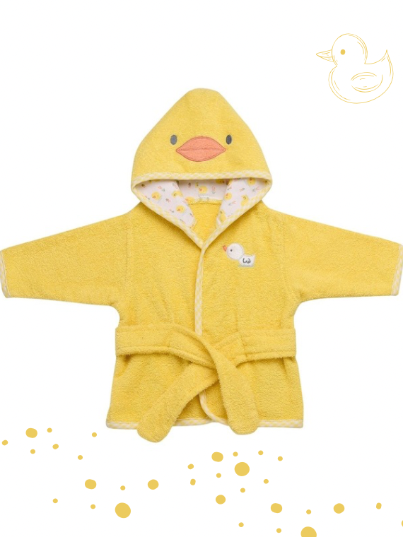 DUCK YELLOW kids Bathrobe | YELLOW for 6 MONTH TO 2 YEAR years | Terry stuff | sonextextile