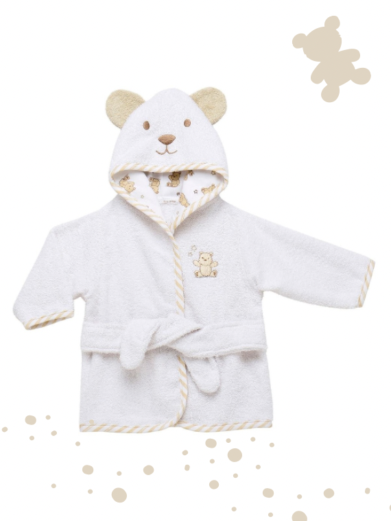 WHITE BEER kids Bathrobe | WHITE for 6 MONTH TO 2 YEAR years | Terry stuff | sonextextile