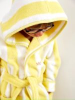 YELLOW Strip kids Bathrobe | Yellow and White for 4 to 10 years | Terry stuff | sonextextile