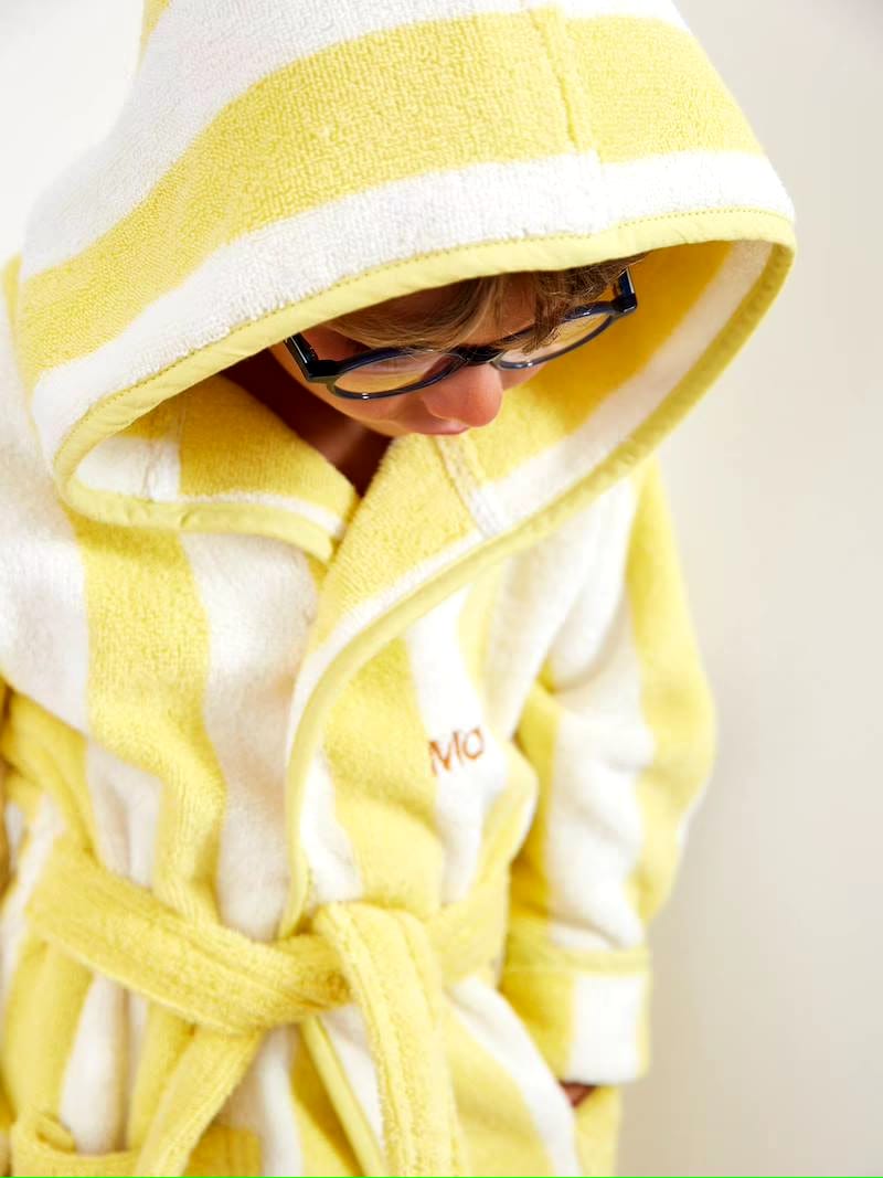 YELLOW Strip kids Bathrobe | Yellow and White for 4 to 10 years | Terry stuff | sonextextile