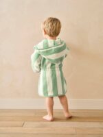GREEN Strip kids Bathrobe | Green and White for 4 to 10 years | Terry stuff | sonextextile