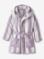 PURPLE Strip kids Bathrobe | Purple and White for 4 to 10 years | Terry stuff | sonextextile
