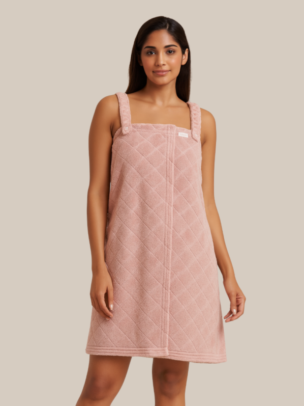 Women’s Plush Spa Shower Wrap | Pink | Soft & Quick-Drying